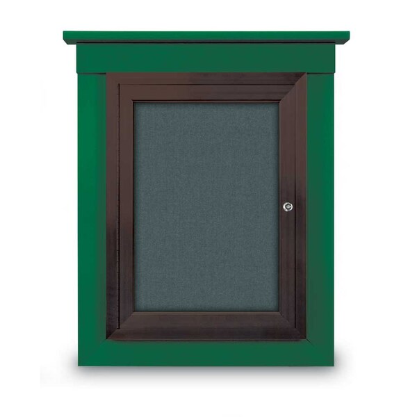 United Visual Products 60"x48" 2-Door Enclosed Letterboard, Grey Felt/Walnut UV2626O-WALNUT-GREY - main